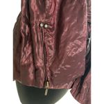 Cache Berry Metallic Sheen Jacket Lined Belt Puffer Exaggerated Collar NWT $238 Red Size M Photo 2