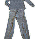 P.J. Salvage Two Piece Loungewear Set Grey Fuzzy Sweater Jogger Pants Size Small Gray Photo 0
