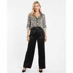 White House | Black Market 100% Silk Animal Print Brown & Black Convertible Long Sleeve Blouse Top 8 Photo 4