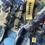 Sandro RTR sz 38 (6) blue floral Yana mini teired puff sleeve boho prints mini Photo 8