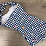 Unique Vintage Navy Gingham Floral Halter Tie Romper Style Swimsuit Sz.S/4 NWT Photo 9
