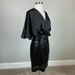 Eliza J Satin and Sequined Mini Sheath Sparkly Cocktail Party Dress Black Size 6 Photo 1