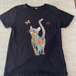 Tiffany & Tomato Black Tee with Embellished Cat Photo 6