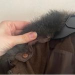 Jones New York Brown long sleeve button up suit, jacket removable fur mob wife Photo 4