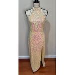 Saylor NWT Khoudia Sequined Halter Maxi Dress Pink Champagne Sz S $363 Photo 2
