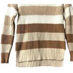 Striped Sweater S Long Sleeve Beige Brown Cream Earthy Neutral Country Cowgirl Tan Size 4 Photo 14
