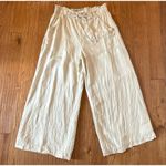 Loft linen blend taupe drawstring wide leg pant large Photo 3