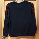 DKNY Women’s Black Pink Sequin Long Sleeve Everywhere Sweatshirt XS Photo 1