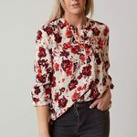 Lucky Brand NWT  Half Button Floral Long Sleeve Tunic Top Women's Size Medium Photo 10