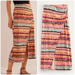 BODEN Side Split Jersey Midi Skirt Multi Textured Ikat Pink Size 8 Photo 1