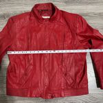 Vintage Women Genuine Red Leather Bomber Zip Front Jacket Made in Korea Sz M Size M Photo 12