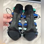 ZARA Blue, Black & Green Caged Lace Up Gladiator Heels Photo 3