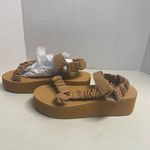 JUST FAB Taneisa Women’s Rusched Strap Wedge Sandal Size 9 Tan Photo 10