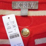 J.Crew NWT  Emilie Sweater Lady Jacket in Red Ivory Stripe Knit Cardigan L Photo 2