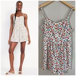 Old Navy  Linen Blend Floral Romper Cami Straps Pocket One-Piece Size M Photo 1