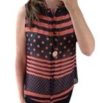 19 Cooper  sleeveless black with orange circle stripes blouse size XS Photo 0