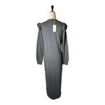 Z Supply  Dress Women Small Gray Henley Long Sleeve Ruffle Shoulder Maxi NWT‎ Photo 2