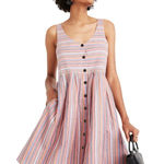 Madewell Scoopneck Tank Dress in Rainbow Stripe size Medium Photo 0