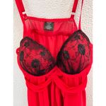 APT.9 Red Babydoll Lingerie – Size M – Sheer Lace Embroidered Cups & Ruffle Hem Size M Photo 4