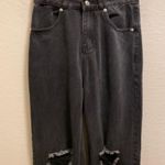 White Fox Boutique  Current Moment Black Acid Wash Distressed Cut Out Jean Size S Photo 3