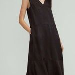 Everlane  Dress Medium The Satin V Neck Maxi Minimalist Quiet Luxury Old Money Photo 0