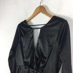 Lulus Turned Up Black Long Sleeve Open Back Satin Bodycon Mini Dress Large Photo 8