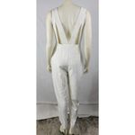 L'ATISTE by Amy Womens Jumpsuit Sz M White Front Zip Plunging V-Neck Career NEW Photo 7