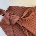 EUC women’s chocolate‎ brown textured high low swimsuit tie hip swim cover up L Size L Photo 3