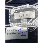 cupio  Navy White Stripe Long Sleeve Ruffle Button Detail Top Size S Photo 4