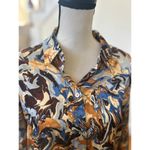 Abercrombie & Fitch Abercrombie Brown & Blue Watercolor Swirl Satin Button Down Photo 5