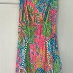 Lilly Pulitzer EUC  Romper Small Daisy Pom Pom Strapless Seaspray Lovers Coral Photo 1