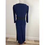 Badgley Mischka  Navy Formal Gown Beaded Empire Waist Long Sleeve 10 MOB Event Photo 10