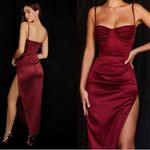 House Of CB NWOT  Flora Bustier Maxi Dress Wine Side Slit XL L+ Photo 2