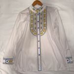 Bob Mackie  Wearable Art Embroidered Floral Bib Blouse Medium Photo 0