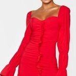 Pretty Little Thing Pretty Little Things Ruched Front Bodycon Dress Sz 2 Red Photo 0