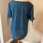 Madewell  Indigo 100% Cotton Tie-Sleeve Short Sleeve Top Women’s Size Medium Photo 6