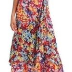 Lulu’s Red Radiant Ruby Floral Chiffon Asymmetrical Dress Size XL Photo 0