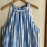 J.Crew  Tie-neck Cotton Mini Shift Dress Borges Stripe Ocean White Photo 3