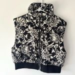 &merci &Merci Black White Floral Puffer Cropped Vest Full Zip Feminine Coquette Chic Photo 0