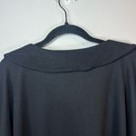 Womens Long Sleeve Waffle Knit Tunic Top Dress Black Peter Pan Collar Buttons XL Photo 9