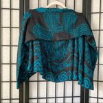 Boutique Paisley Patterned Knitted Layered Shawl Poncho Blue Black Medium Large XL Photo 4