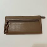 B. Makowsky leather wallet, taupe with rose gold chain accent 8”x4” Tan Photo 2
