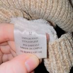 Pink Lily Women's Tan White Colorblock Stripe Chenille Sweater size medium Photo 5