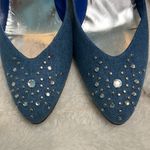 Stuart Weitzman  Blue Denim Heels with Silver Rhinestone Accents Photo 6