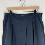 ASOS  Navy Blue Lyocell High Rise Pleated Front Side Zip‎ Wide Leg Crop Pants 12 Photo 1
