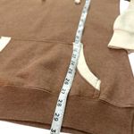 Brown & Cream Hooded Sweatshirt Waffle Knit Tunic Tan Size M Photo 2