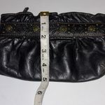 BLACK LEATHER WRISTLET BRASS FLOWER WITH TOOLED DESIGN RUFFLE LEATHER ON TOP Photo 8