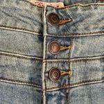 Eunina Blue Denim Cotton High Rise Front Button Closure Raw Hem Jeans L #1042 Photo 9