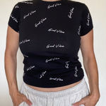 Primark Good Vibes Baby Tee Soft Stretch Sustainable Cotton Streetwear Oversized Photo 0