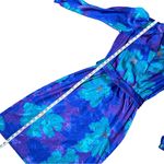 Vintage Floral Jacquard Belted Midi Dress Blue Teal Purple Women’s Small Retro Photo 6
